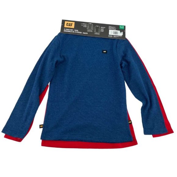 CAT | Boy's Long Sleeve Top Set | 2 Pieces | Red & Blue | Various Sizes - Picture 2 of 3
